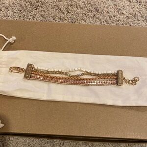 Victoria Emerson gold/cream beaded cuff bracelet. NEW